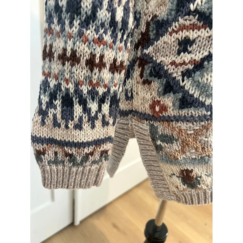 Grannycore Mock Neck Fair Isle Knit‎ Sweater Tunic Women's Size L